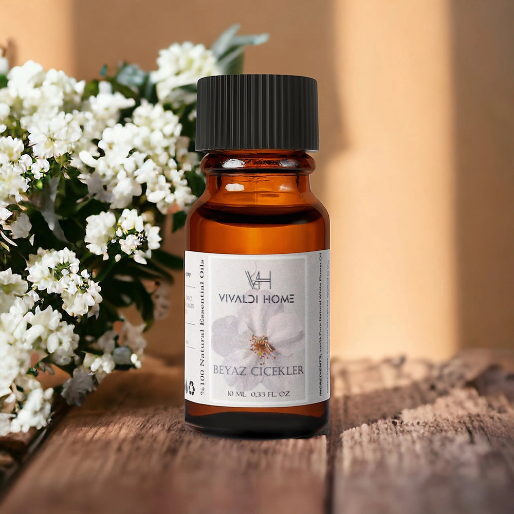 Beyaz Çiçekler Aromaterapi Esansiyel Buhurdanlık Yağı 10 ml