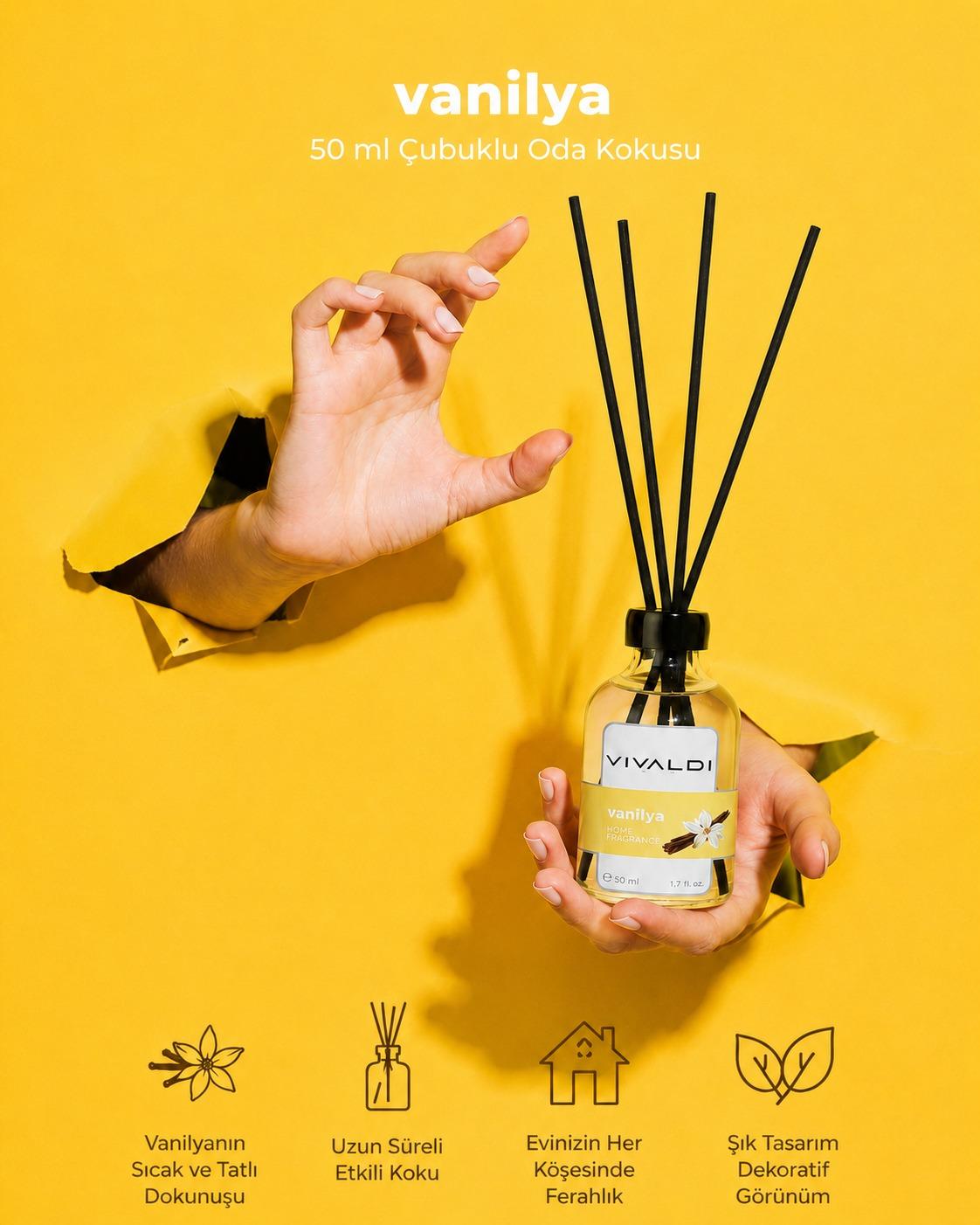 Vanilya 50 ml çubuklu oda kokusu şişesi