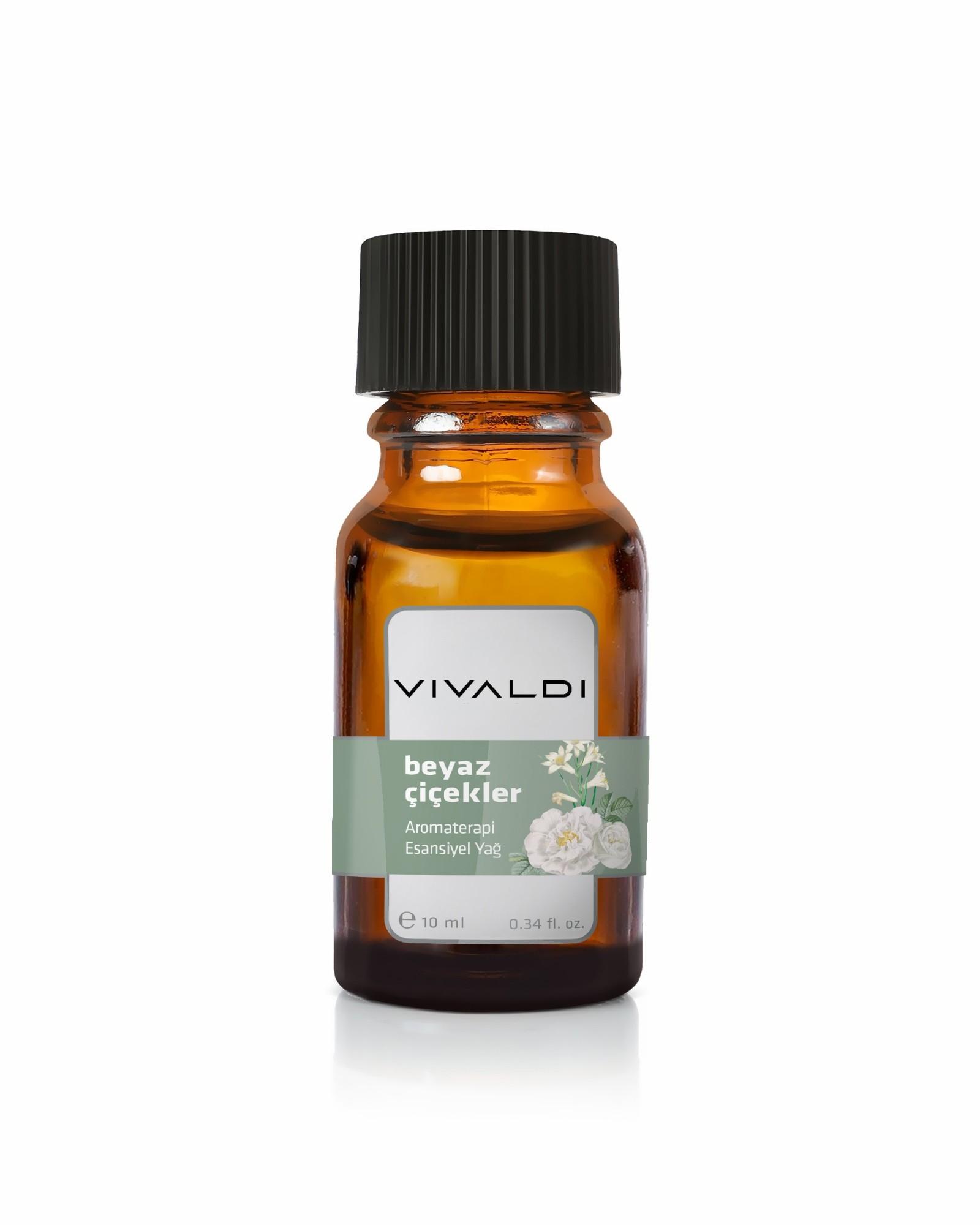 Beyaz Çiçekler 10 ml esansiyel yağ şişesi