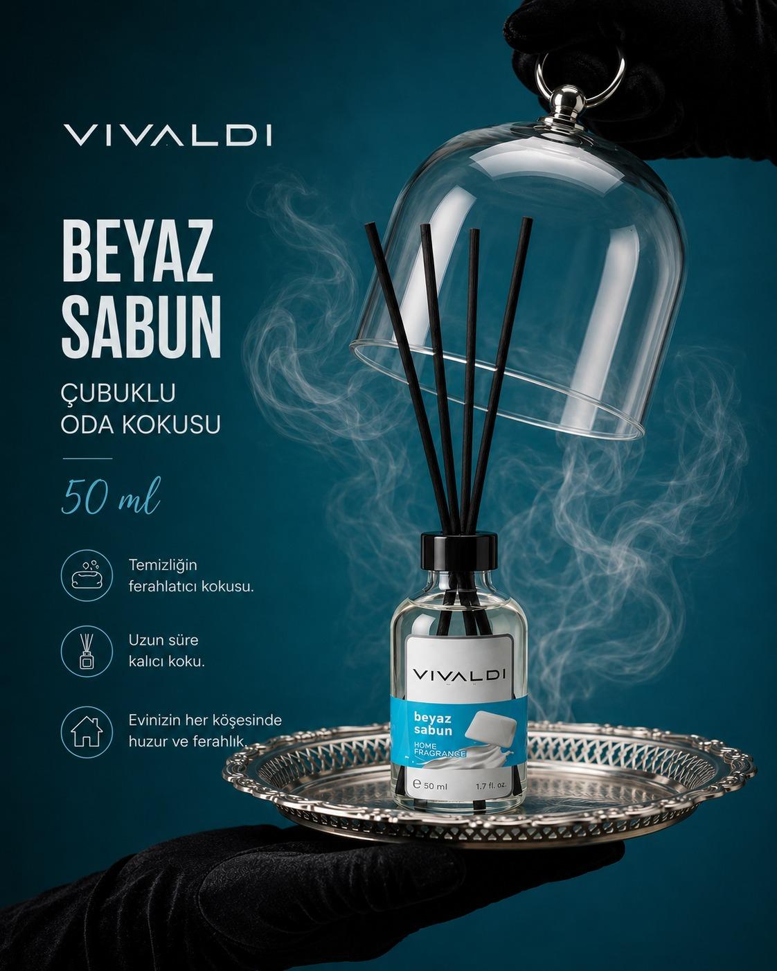Beyaz Sabun 50 ml çubuklu oda kokusu şişesi