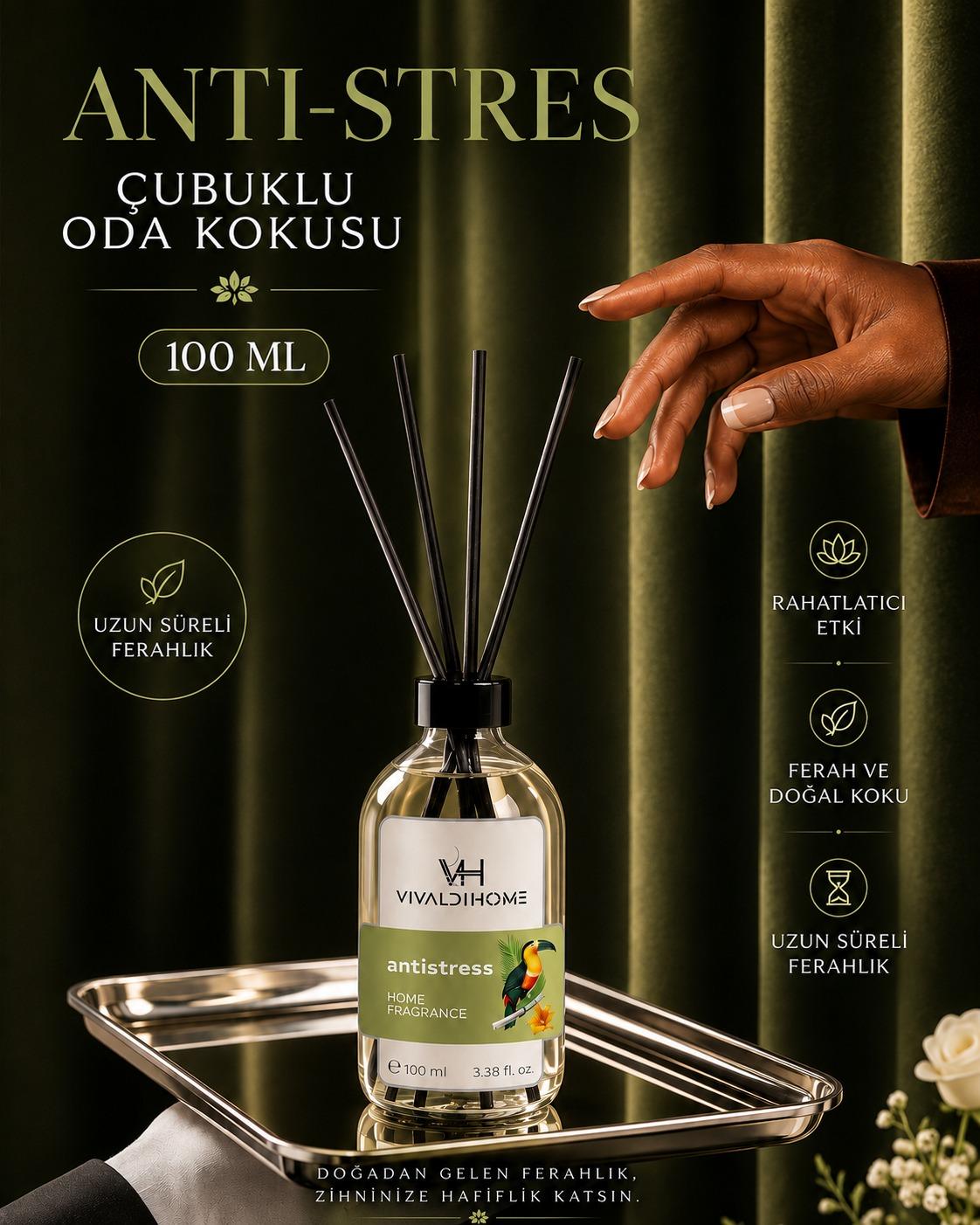 Anti-stres 100 ml çubuklu oda kokusu şişesi
