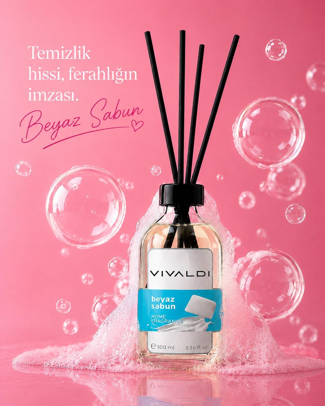 Beyaz Sabun 100 ml çubuklu oda kokusu şişesi