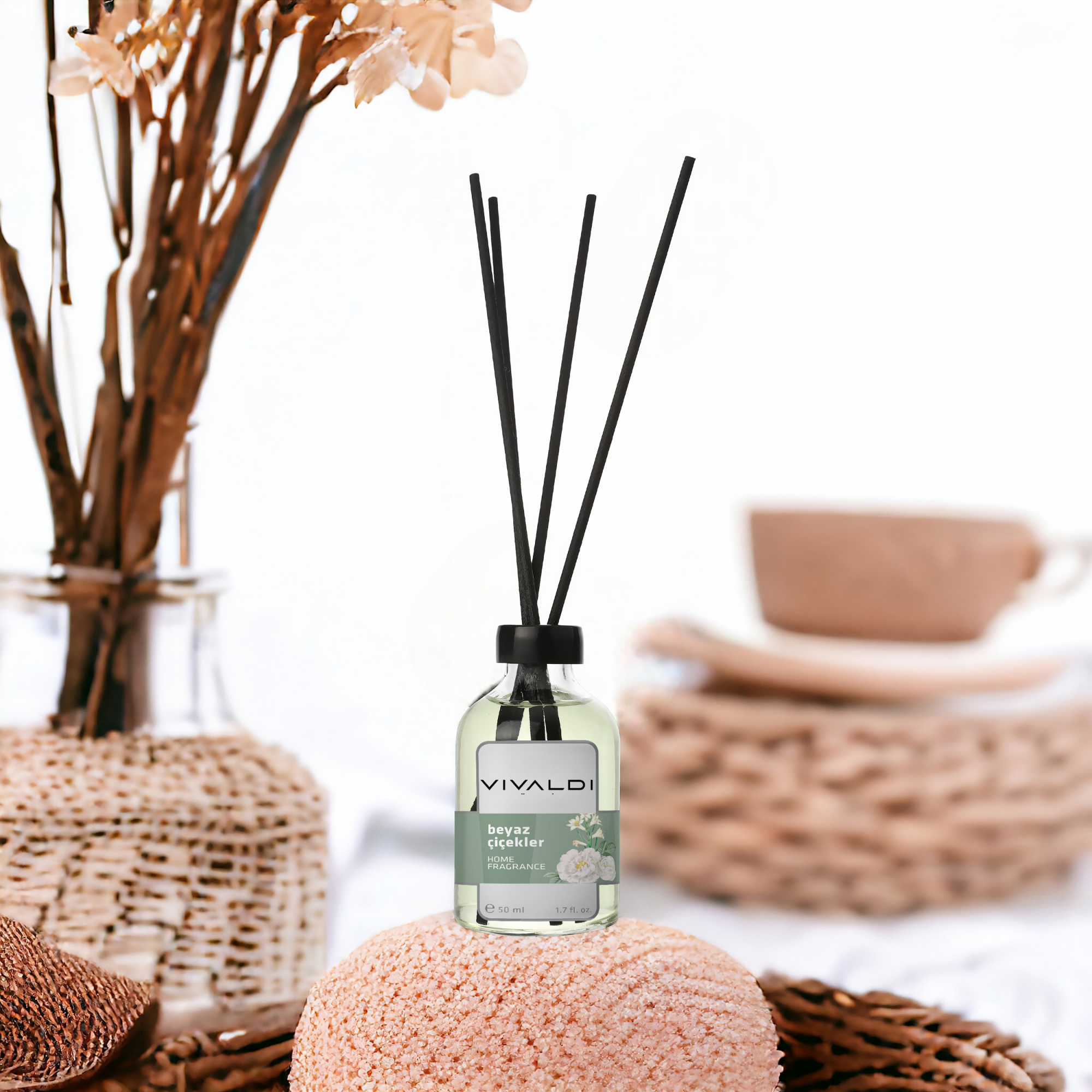 Beyaz Çiçekler Çubuklu Oda Kokusu