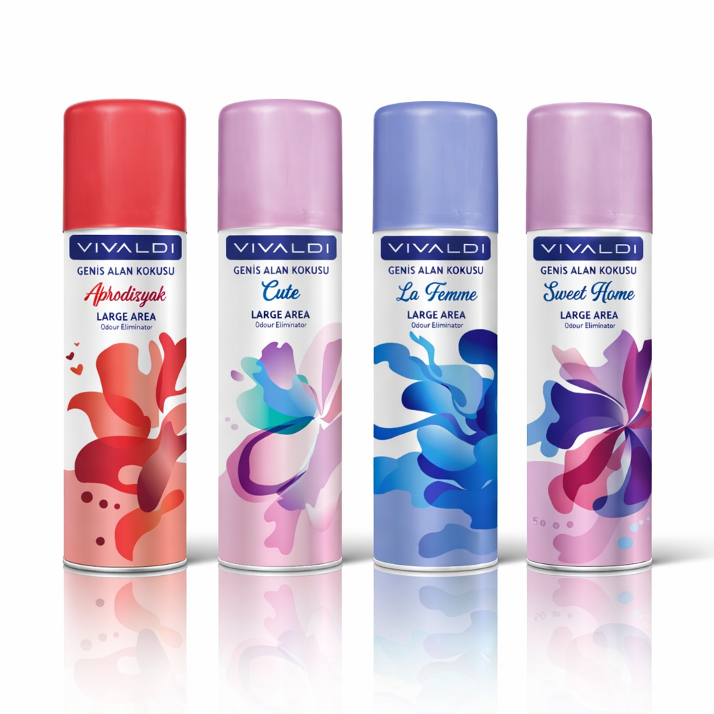 Geniş Alan Seti 500 ml (4’lü) – Afrodizyak, Cute, La Femme & Sweet Home Ortam Kokusu Paketi